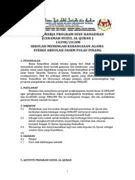 Tarikh pelaksanaan 4 jun 2018 / isnin. Kertas Kerja Ceramah Nuzul Al Quran 2018