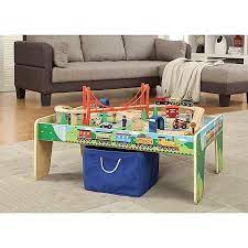 wooden 50 piece train set with small table only at walmart walmart com wooden train set wooden train wooden train table