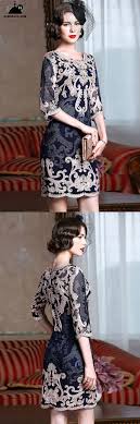 Only 87 99 Cocktail Dresses High End Navy Blue Embroidery Cocktail Dress For Women 40 50 Wedding Guests Lace Bodycon Dress Long Sleeve Dresses Womens Dresses