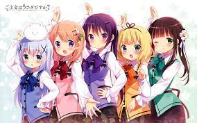 Anime Anime Girls White Skin Gochuumon Wa Usagi Desu Ka Gochuumon Wa Usagi Desu Ka Ujimatsu Chiya Maid Outfit White Backgroun Seni Anime Kokoa Ilustrasi Lucu
