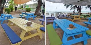 Sunbrella Rain Bench Cushions Add Playful Vibe To Beach Picnic Tables Picnic Table Bench Cushions Beach Picnic