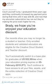 If you're a student, you can get 60% off creative cloud, with no adobe discount code required. Person Tired Of Adobe Increasing The Prices Of Their Programs Posts List Of Free Alternatives Adobe Creative Adobe Creative Cloud Money Images