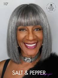 Amazon.com : LUVME HAIR All-Day Comfort Wig 10 Inch Grey Salt & Pepper  Silky Straight Bob Wig with Bangs Human Hair Glueless HD Lace Bob Wig with  Mix Grey Color, Ready to
