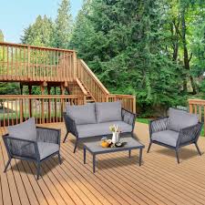 Go check out bricker and beam on instagram they make some really. Outsunny 4 Pcs Pe Rattan Wicker Sofa Set Outdoor Conservatory Furniture Lawn Patio Coffee Table W Cushion Light Grey Aosom Canada