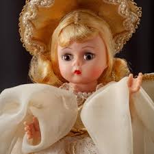 Angel Lace Tree Top #852 Restored 1/2 Wendy Madame Alexander 10 1/2" Tall  White Lace Gold Glitter-satin Wings-halo-restrung-new Plastic Cone