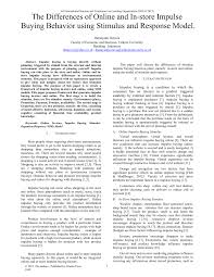 Pdf The Differences Of Online And In Store Impulse Buying Behavior Using Stimulus And Response Model