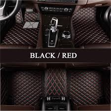 Luxury Diamond Stitched Floor Mats Black With Red Stitching Full Set Custom Car Floor Mats Car Floor Mats Fit Car