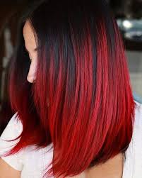 Black Hair With Fiery Red Balayage Bright Red Hair Color Shades Of Red Hair Red Ombre Hair