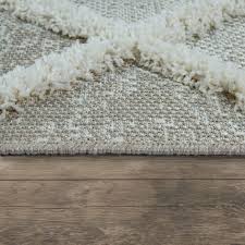 Handgearbeitet und aus 100 % reiner schurwolle gefertigt, ist der teppich »tulsipur« aus dem hause theko ein besonders hochwertiger teppich. Outdoor Teppich Shaggy Muster Rauten Design Beige Mirai Trading Gmbh