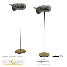 The balloons consisted of several panels of very tight fabric, at the back were three fins. New Cruel Seas Barrage Balloons Warlord Games
