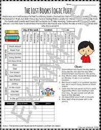 Use the logic to go through all the clues and find the answer in each logic puzzle. Logic Puzzles Triple Matrix Set 1 Challenging By Carrie Whitlock