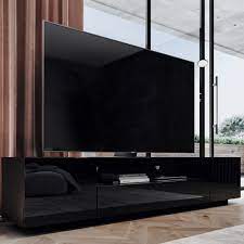 Style going back to the late eighties, but nice to get away from the all glass tv units, took 30 minutes to assemble, and one hour to put the doors on, as i found it hard to click the reciever to the door hinge, apart from that well worth the money, reviewer ratings. Samso Tv Stand Black For Tvs Up To 85 Modern Media Unit Black Tv Cabinet Loft Design