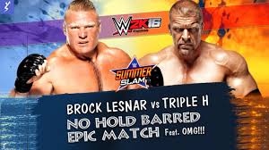 With the bar for physical impressiveness being pushed forward with such regularity in terry never liked to talk too much before matches anyway. Wwe 2k16 Brock Lesnar Vs Triple H No Holds Barred Match Ps4 Gameplay Youtube