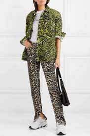 Ganni Leopard Print High Rise Slim Leg Jeans In Leopard Print Modesens
