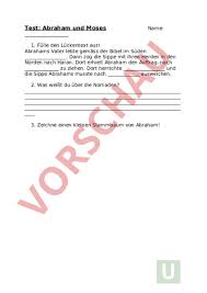 Abraham lincoln wurde am 12. Arbeitsblatt Moses Abraham Test Lebenskunde Religionslehre Bibel