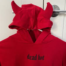 H M Tops Dead Hot Hoodie With Devil Horns Poshmark This oversized hoodie sweatshirt has contrast stitching, a ribbed hem, and horns on the hood. dead hot hoodie with devil horns