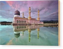 Desa dairy farm , kota kinabalu. Reflection Of Kota Kinabalu City Mosque Wood Print By Nora Carol Photography
