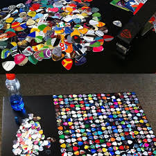 Guitar Pick Table Top Woud Be Cool To Do A Whole Wall Or Even A Coaster Guitar Picks Crafts Fun Diy Crafts Crafts
