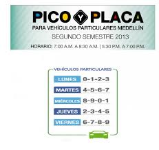 Simple website that shows the pico y placa in medellín. Rotacion Del Pico Y Placa En Medellin Segundo Semestre Tecnoautos Com