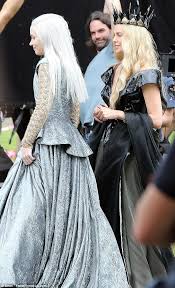 Charlize Theron And Emily Blunt Seen In Costume On The Huntsman Set Colleen Atwood Fantasy Dress Costume Design