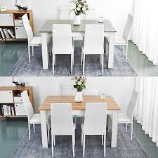 Seats up to 4 people, ideal for any dining area, such as a kitchen, dining room, dinette, or small apartment. White Wooden Dining Set Table 4 Chairs Kitchen Solid Home Pine Painted Furniture For Sale Ebay