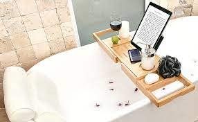 Check spelling or type a new query. Amazon Com Bath Caddy Tray For Tub Bamboo Bathtub Tray Caddy Expandable With Wine Glass Holder And Book Stand Luxury Bubble Bath Accessories Spa Decor Self Care Gifts For Women Birthday Gift