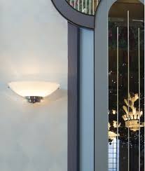 Mounted on a matching polished nickeled bronze decorative think of an elegant wall sconce as functional as well as a work of art, adding both light and style to your hallways, whimsical kids' rooms and elsewhere. Art Deco Chrome Opal Glass Wall Light