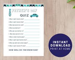 Click the print link to open a new window in your browser with the pdf file so you can print or download using your browser's. Father S Day Quiz For Kids Printable Father S Day Etsy