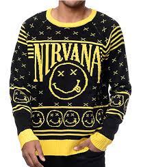 The quality of the yarn and staff is. Nirvana Smile Face Black Yellow Pattern Sweater Zumiez