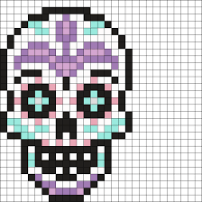 Sugar Skull Perler Bead Pattern Pixel Art Tete De Mort Dessin Carreau Coloriage Pixel