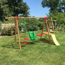 Portique balançoire et tobogan par fabio38. Portique En Bois 9 En 1