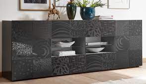 Faszinierendes sideboard in anthrazit aus spanplatte hergestellt oberflächen lackiert in anthrazit hochglanz, front mit aufwändigem siebdruck dekoriert Sideboard Miro Hochglanz Anthrazit Siebdruck Designermobel Moderne Mobel Owl Moebelhandel De