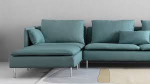 The soft brown couch and teal color of throw pillows works together to make this living room alive. Sectional Sofas Sectional Couches Ikea