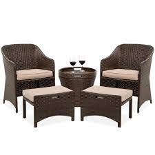Best Choice Products 5 Piece Outdoor Wicker Patio Bistro Space Saving Furniture Set W Storage Table No Assembly Brown Walmart Com Wicker Patio Set Outdoor Furniture Sets Outdoor Furniture Design