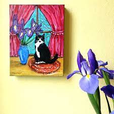 Tuxedo Cat Art Original Painting Cat Gifts Cat Canvas Etsy Flower Art Tuxedo Cat Art Cat Art