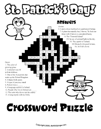 The crossword puzzle can be played on the computer or by printing on paper. St Patrick S Day Crossword Puzzle Answers Free Coloring Pages For Kids Printable Colouring Sheets