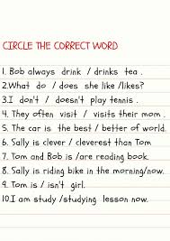 Circle The Correct Word Worksheet