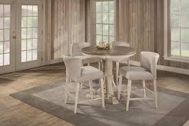 Benzara wooden counter height chair with overlapped design back and scoop seat, white and elecwish 3 piece pub table set bar stool counter height bistro kitchen dining chair round. Hillsdale Clarion 5 Piece Round Counter Height Dining Set With Wing Arm Stools Gray White 4542ctb5s3 Hillsdalefurnituremart Com