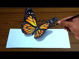 Here is a cute kids drawing idea for you, a simple butterfly to draw step by step. How To Draw 3d Butterfly In Simple Way Anamorphic Illusion Trick Art Youtube Illusion Drawings 3d Drawings Butterfly Drawing