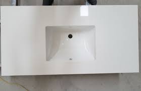 polished white quartz bathroom
