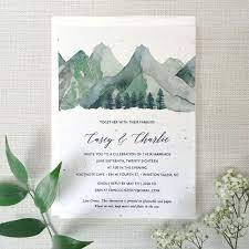 Eco Friendly Plantable Custom Printed Seed Paper Wedding Invitations Botanical Paperworks Mountain Wedding Invitations Wedding Invitations Pink Watercolor Wedding Invitations