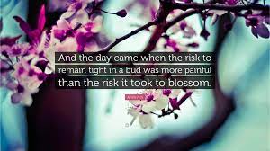 Anais Nin Quote And The Day Came When The Risk To Remain Tight In A Bud