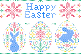 Printable pdf format and editable hft format charts. Easter Cross Stitch By Warmjuly Thehungryjpeg Com