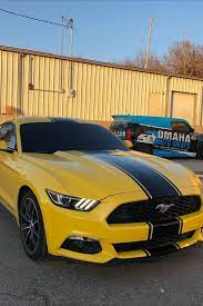 Race Ready Yellow Mustang Mustang Stripes Ford Mustang Wallpaper