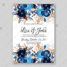 Royal Blue Rose Indigo Watercolor Floral Wedding Invitation Thank You Card Watercolor Floral Wedding Invitations Indigo Watercolor Floral Wedding Invitation Vector