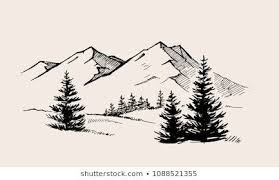 Find the perfect mountain drawing black & white image. Mountain Landscape Nature Vector Illustration Drawing Picture Mountain Drawing Landscape Drawings Mountain Landscape Drawing