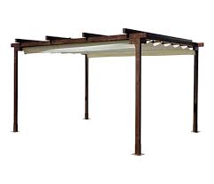 Pergola De Madera Mikonos Beige De 4x3 M Con Toldo Leroy Merlin Pergolas De Madera Mikonos Madera
