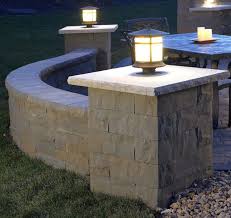 The Lights On This Sculpted Brisa Column Allow You To Enjoy More Time On Your Patio From Day To Night Courtyard Design Outdoor Pillar Lights Brick Columns