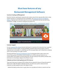But if an inventory management subscription just isn't in the cards for your business, here are the top free inventory management software options. Must Have Features Of Any Restaurant Management Software By Foodie365 Cloud Issuu