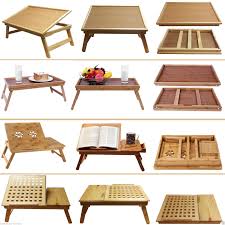 Deluxe Large Medium Wooden Bamboo Laptop Tray Table Desk Bed Folding Adjustable Ebay Laptop Tray Table Bed Desk Laptop Tray